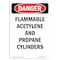 Signmission OSHA Danger Sign, 14" Height, Rigid Plastic, Flammable ACETYLENE And Propane, Portrait OS-DS-P-1014-V-2053 - alternate 1
